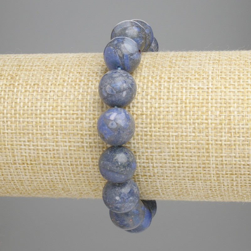 Brățară din coral poros cu mărgele netede de 12 mm, lungime 18 cm, pe elastic