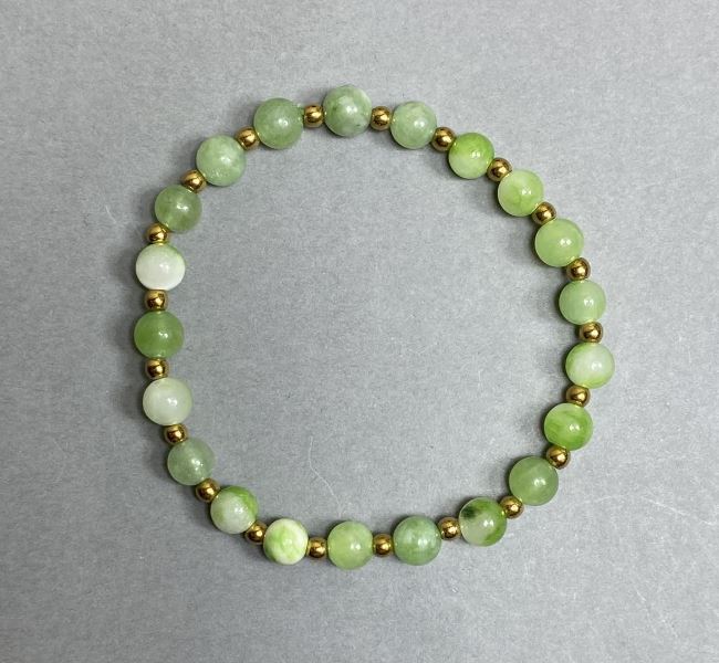 Браслет Агат (акрил) гладка кулька 6мм+- Гематит кулька 3мм+-, довжина 18см+- стрейч