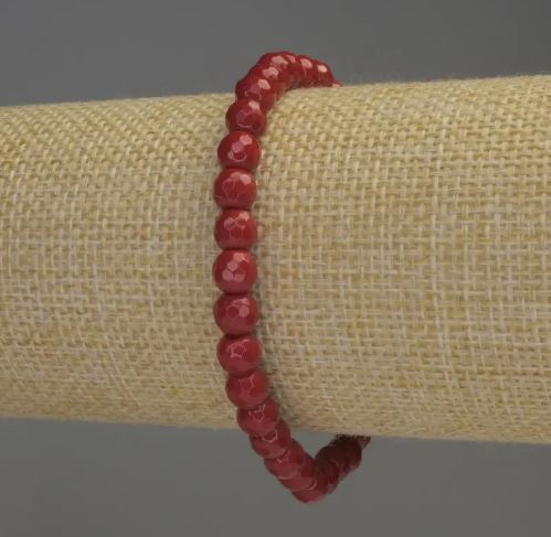 Brățară din coral natural, mărgele tăiate de 6 mm, lungime 18 cm, pe elastic