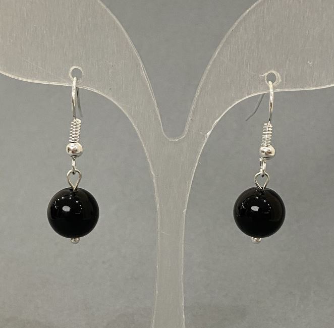 Cercei din agat, bilă netedă, diametrul 10 mm, lungimea 30 mm+