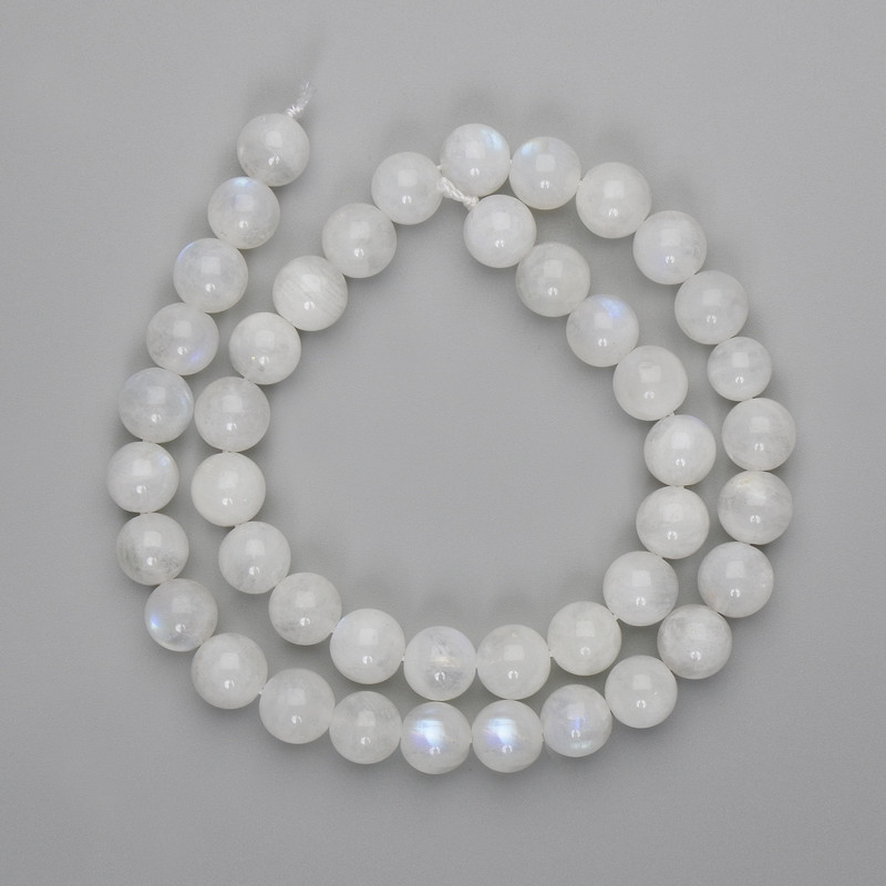 Mărgele de adulariu, sferice netede, 10 mm, lungime 40 cm