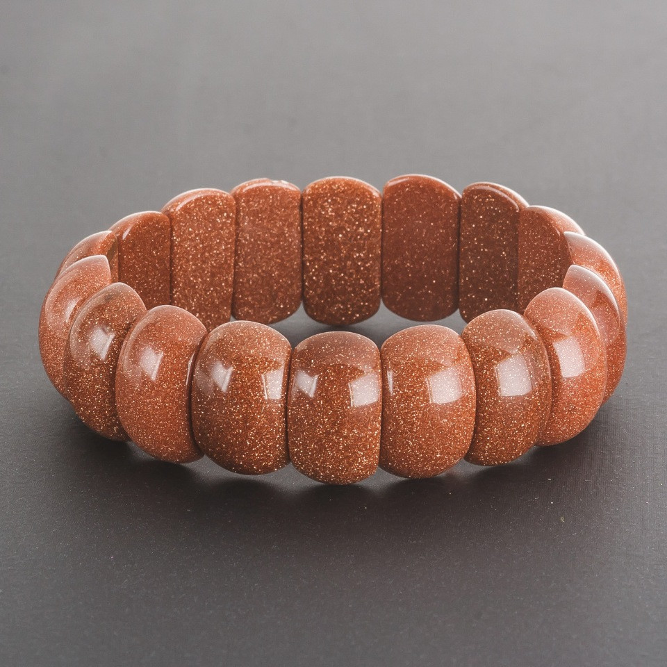 Brățară din aventurin „nisip auriu” pe elastic, verigă dreptunghiulară 2×1 cm