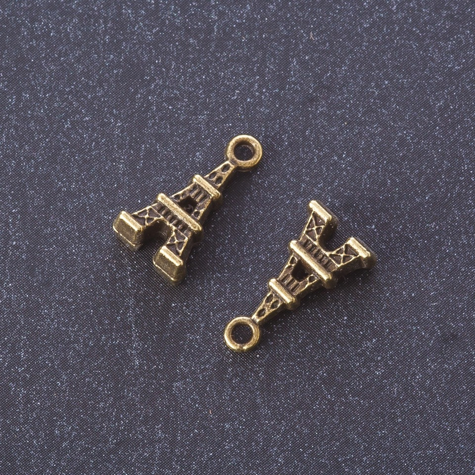 Furnitură pandantiv «Turnul Eiffel» culoare metal bronz 1,6×0,8 cm greutate 20 g + -19 buc.