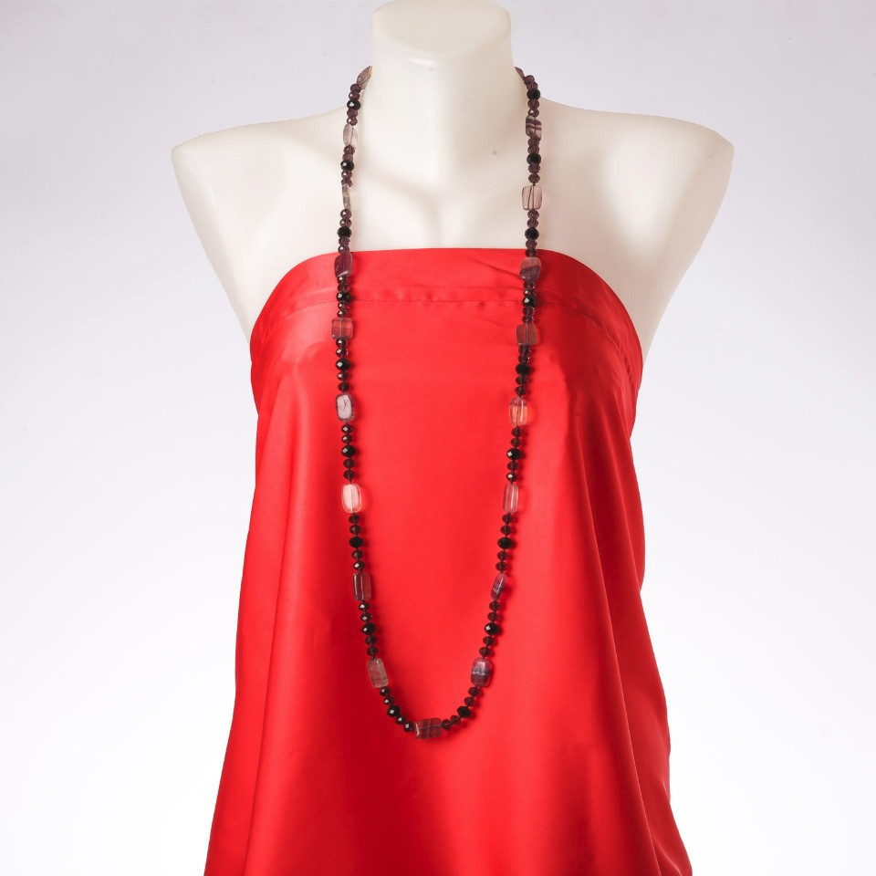 Reducere: Colier lung «Constelația Orion» piatră naturală de fluorit, «cristal ceh», lungime 120 cm