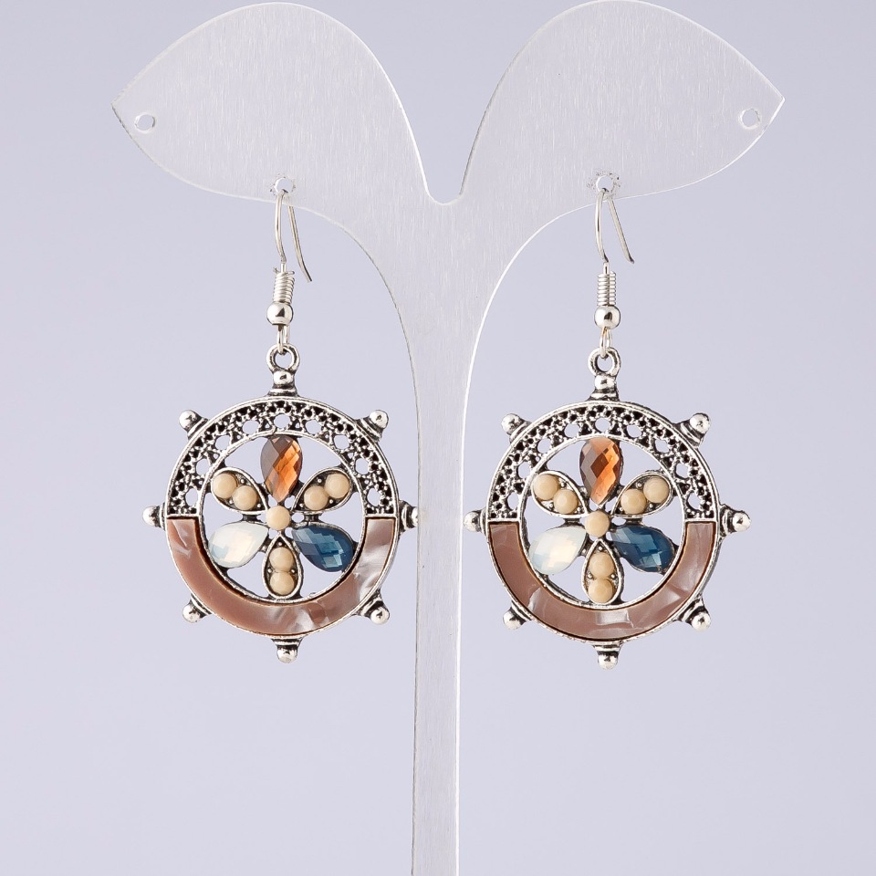 Cercei „Floarea dorințelor” cappuccino seria „Purpuriu”, lungime 5 cm