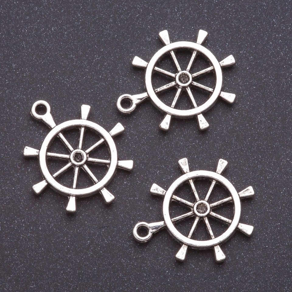 Pandantiv volan b4mm dmm L7mm, metal gri, finisaj 20 g, +/- 7 buc.