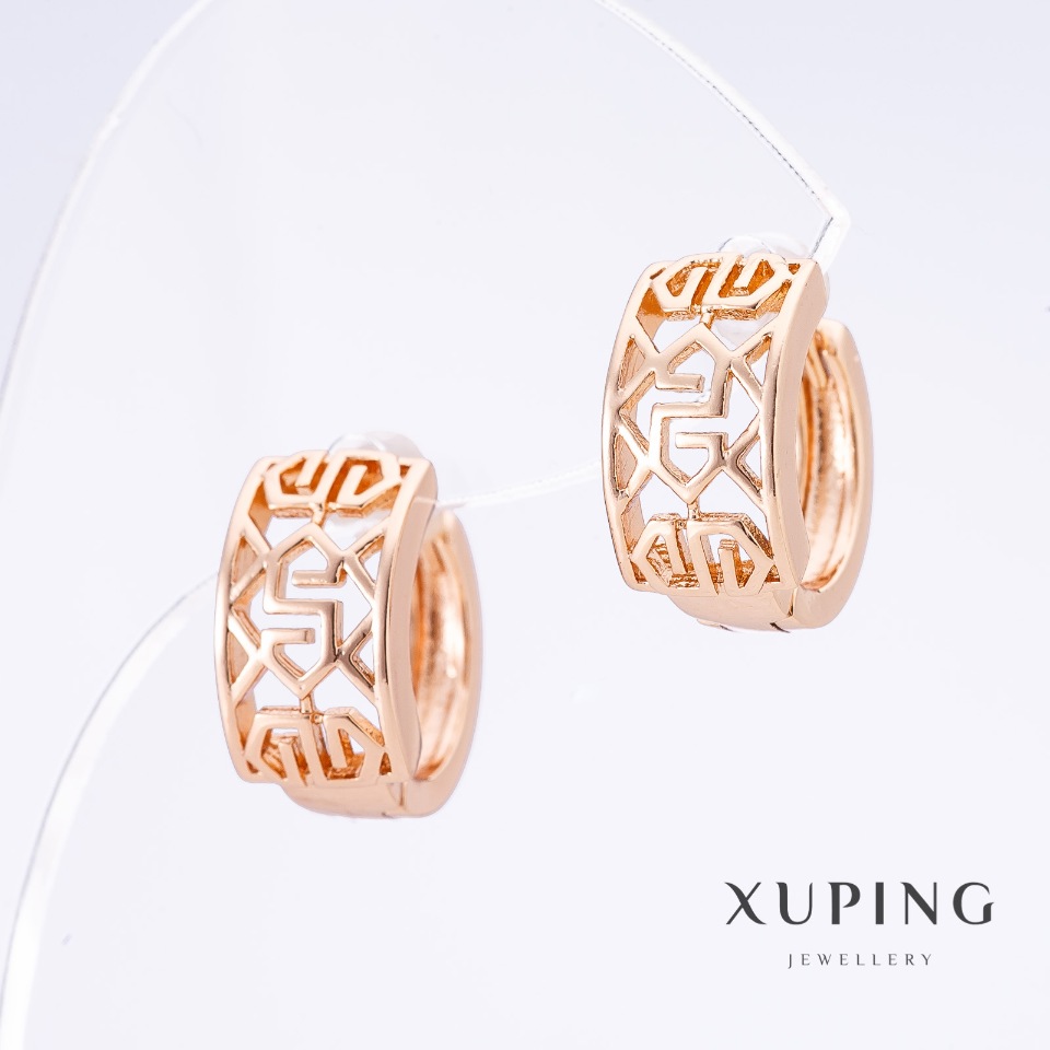 Cercei Xuping cu placare aur 18K, lungime 1,5 cm, grosime 8 mm