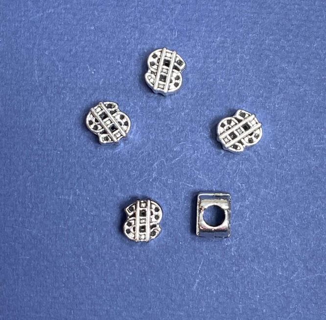 Inserție mărgea Pandora „Dolar” 10x12mm, diametrul 5mm, fațetat, 20 g ±6 buc.