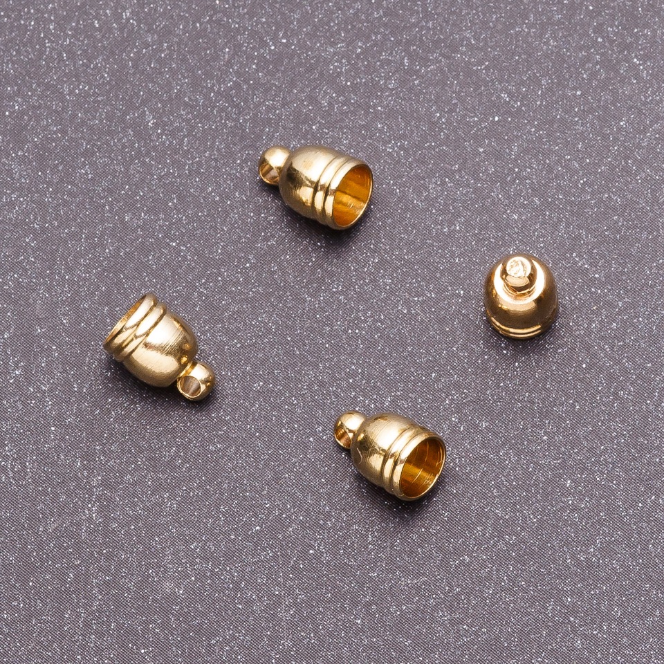 Capace terminale 9x6 mm, ± d2-5 mm, d3-1,5 mm, culoare aurie, finisaj 18 (+/-) buc