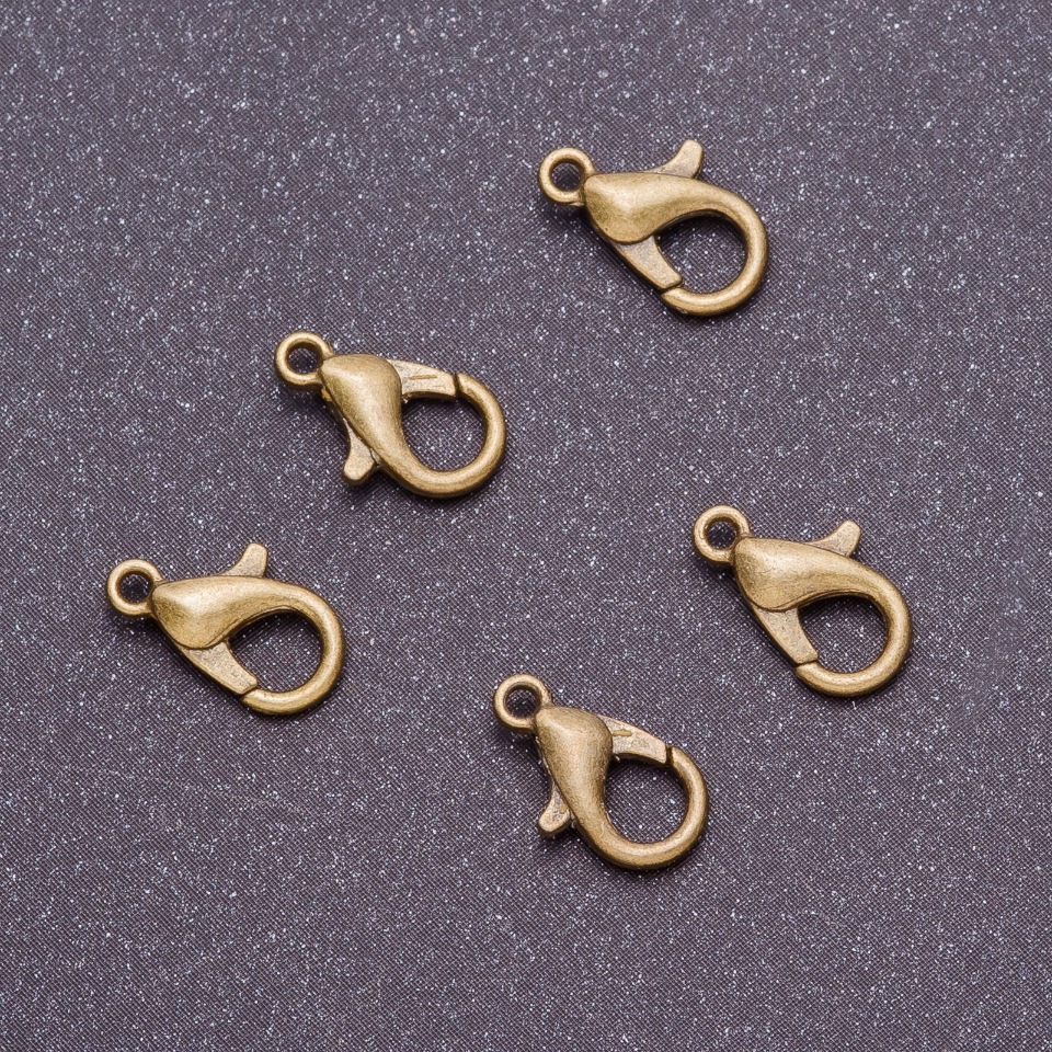 Închizătoare carabină, diametru 6 mm, lungime 12 mm, culoare bronz (ambalaj de 10 buc.)