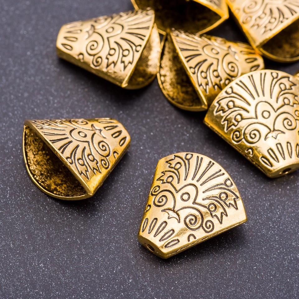 Фурнітура капелюшок наконечник для бус "старе золото", діаметр 18х19х7мм dотв-я, 5мм фасування 20гр. + - 6шт