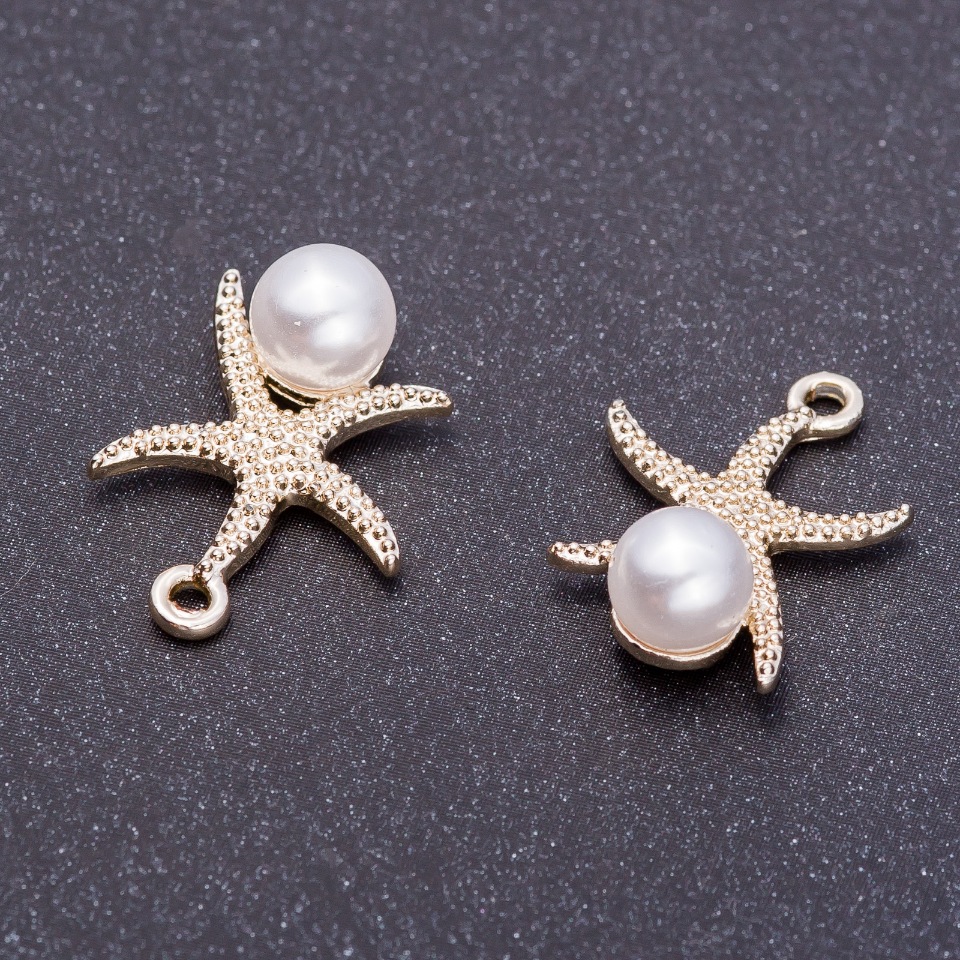 Furnitură pandantiv „Steaua de mare” „argint lămâie”, diametrul 16 mm, L2 mm, gaură Ø, 5 mm fațetat, 7 buc