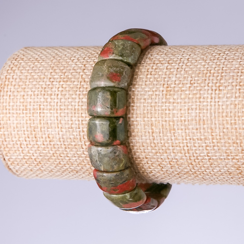 Brățară din heliotrop jasper, zale 15×11 mm, pe elastic