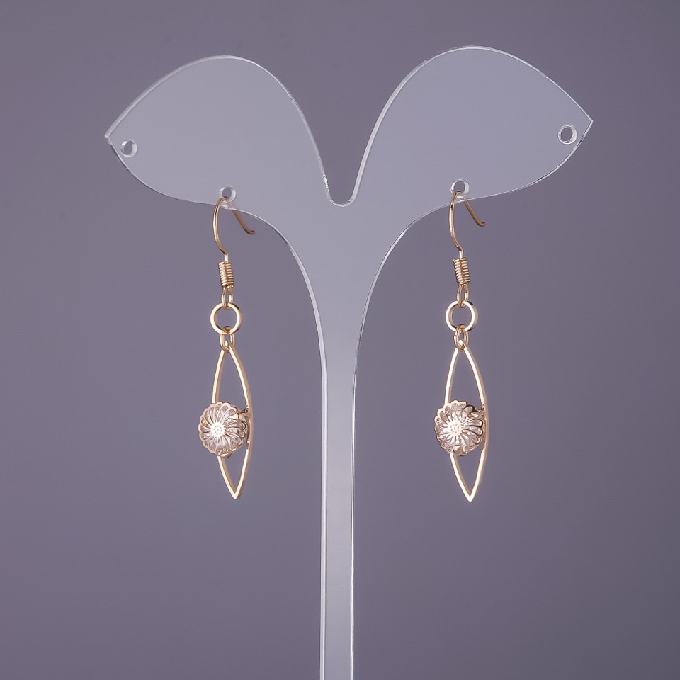 Cercei «Italiao» cu cristale, diametrul 9 mm, lungime 47 mm, culoare aurie