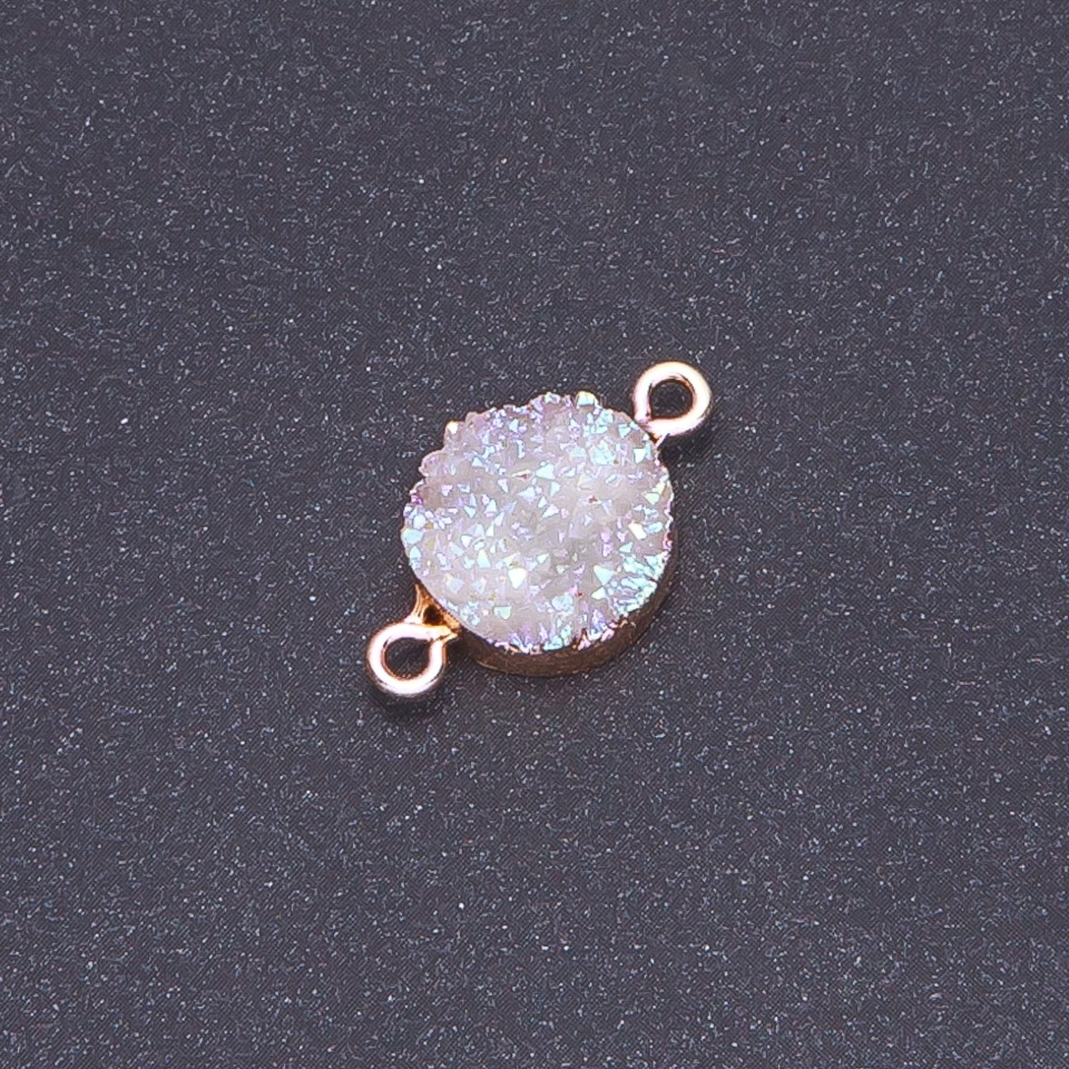 Conector cosmos alb «Druza» acrilic «aur», diametrul 14 mm, grosime 3 mm