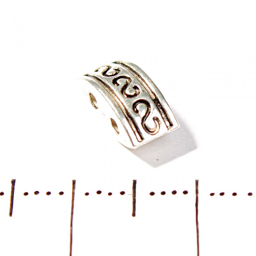 Inserție între mărgele rectangulare, dublu convexă, pentru 2 fire, din plastic, 10×5 mm, ambalaj de 50 buc