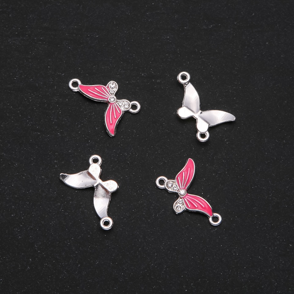 Conector-furnitură Fluture email zmeură 24×12 mm, set de 4 buc.