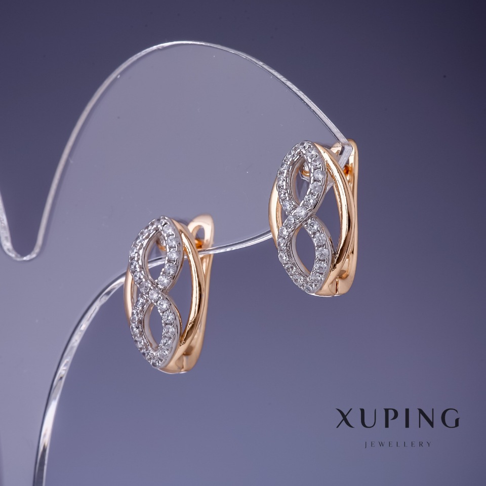 Cercei Xuping «Infinitul» 18×9 mm, placare cu aur 18K