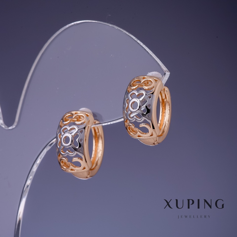 Cercei Xuping 8x15 mm "aur 18K" rodiu