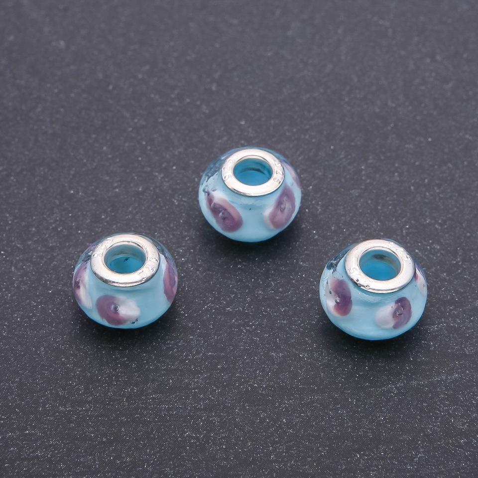 Mărgea Pandora din plastic, gaura centrală de 4,5 mm, diametrul 14×10 mm, set de 6 buc.