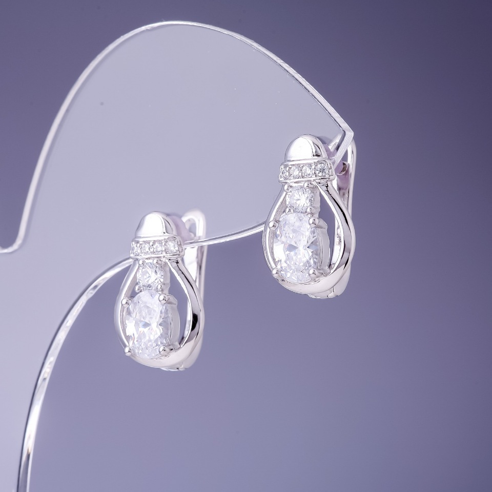 Cercei Xuping rodiu 10x16mm