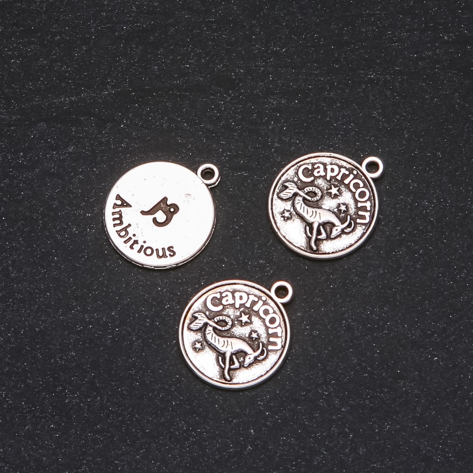 Accesorii pentru pandantiv Zodia Capricorn, diametrul 17 mm, ambalaj 20 g +/- 10 buc