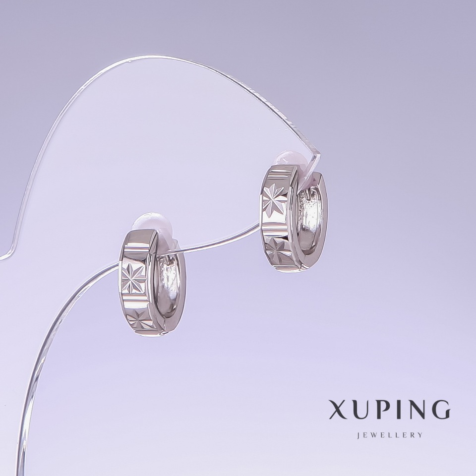 Cercei Xuping, lungime 13 mm, grosime 4 mm rodiu