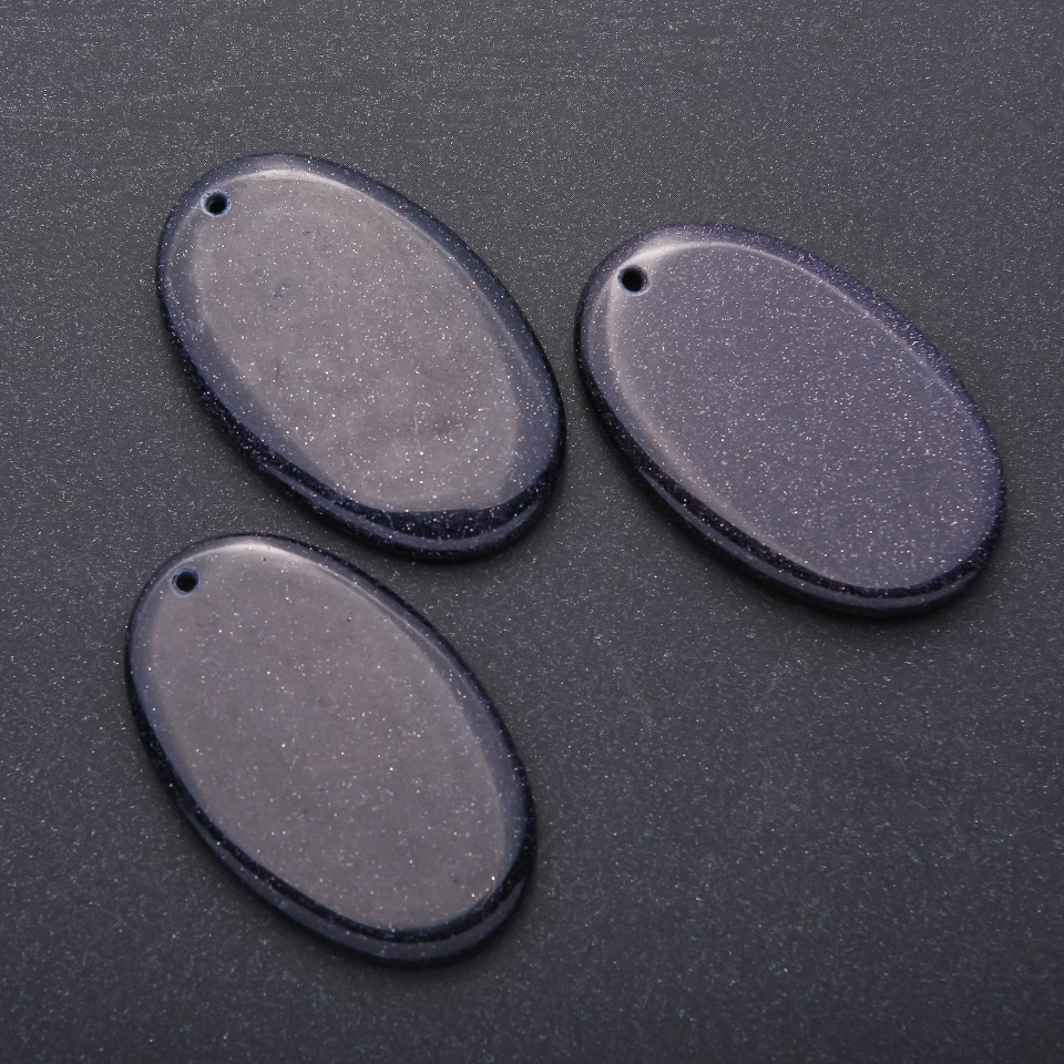 Pandantiv din aventurin Nisip albastru Noaptea Cairo, oval 35×55 mm