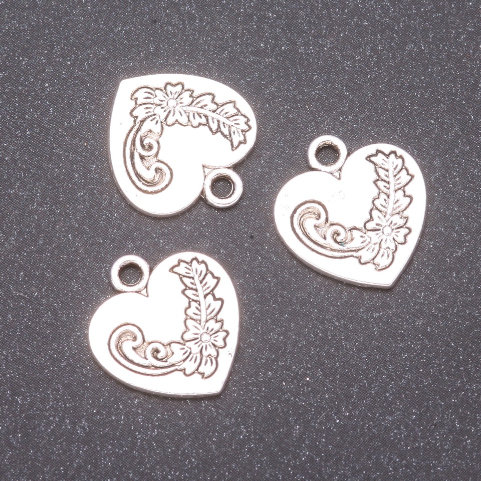 Furnitură pandantiv inimă, diametrul 14×16 mm, diametrul in-1, 8 mm finiș 20 g ± 11 buc.