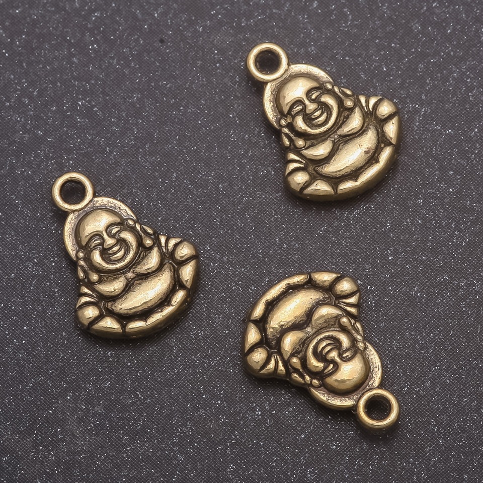 Pandantiv Buddha, diametru 14×10 mm, gaură de 1,5 mm, ambalaj 20 g ± 22 bucăți