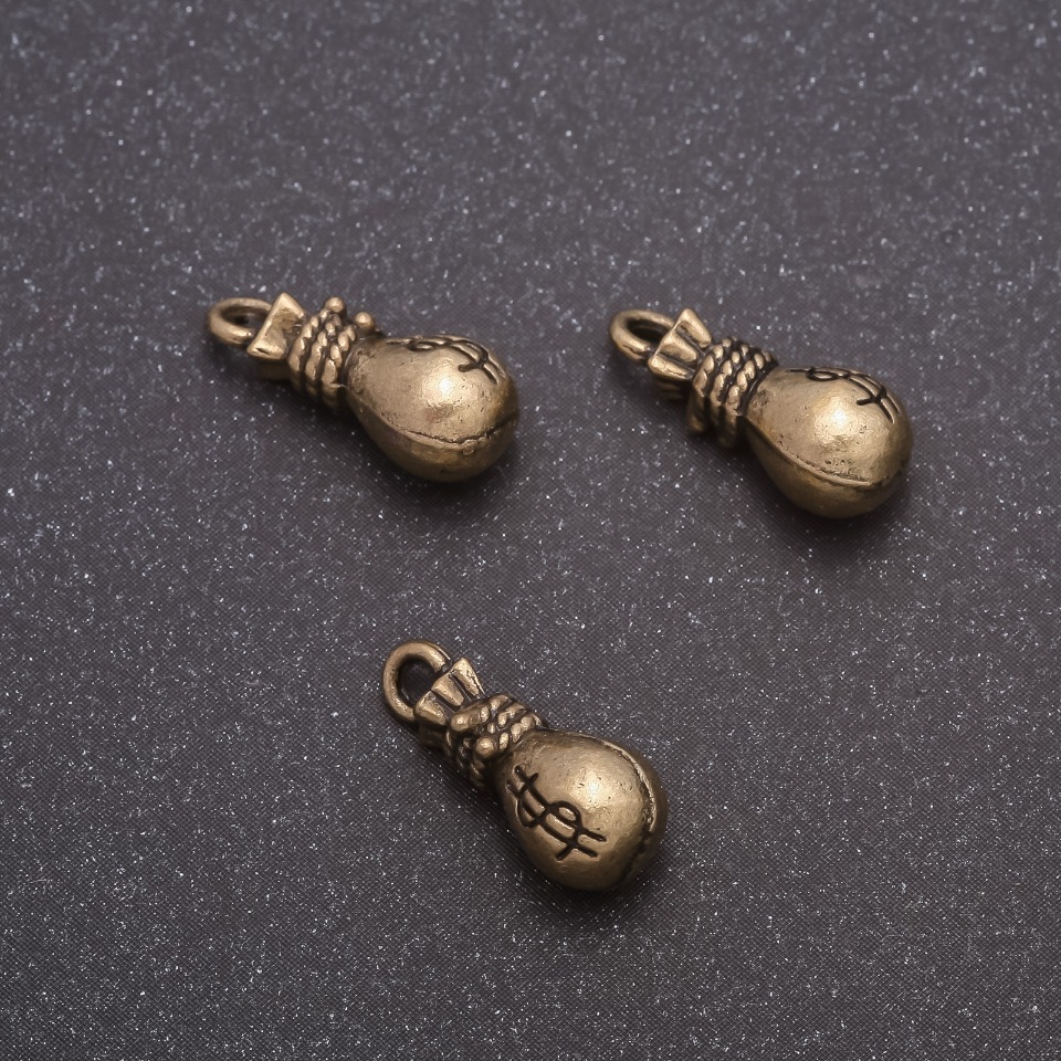 Furnitură pandantiv Punguță cu dolari, diametru 7×15 mm, 20 g ± 13 buc.