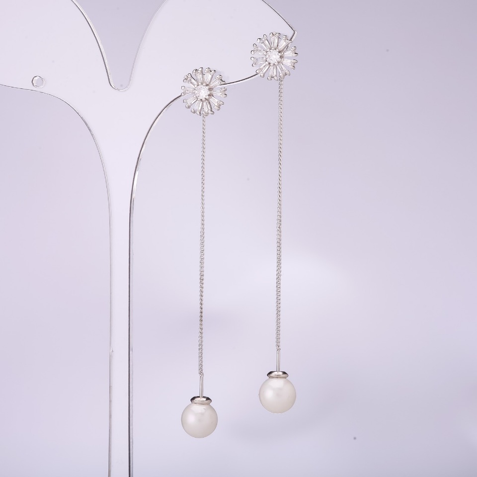 Cercei știft lungi, seria 925 Mallorca, grosime 10 mm, lungime 80 mm