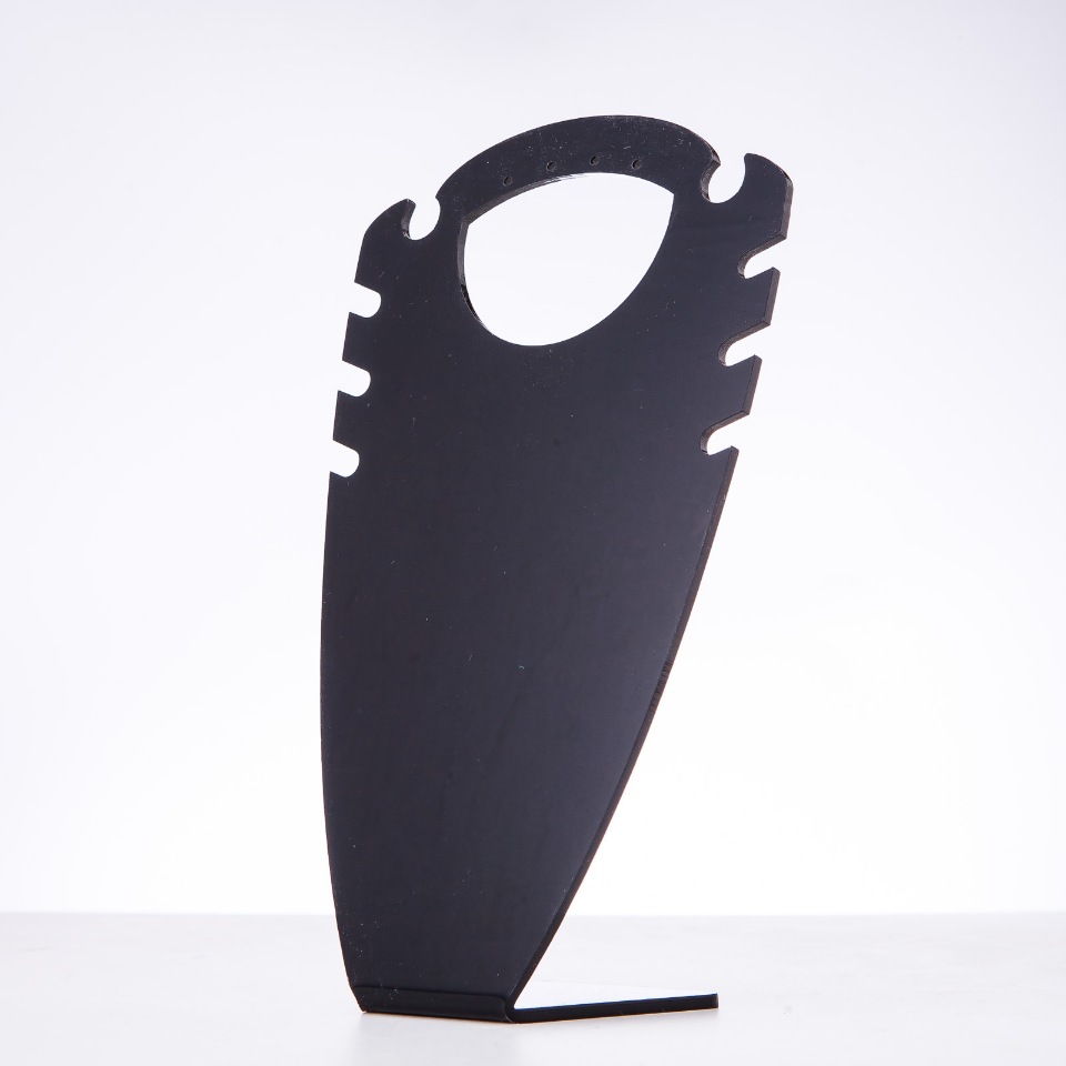 Suport pentru bijuterii, pentru 2 perechi de cercei, plastic negru, înălțime 195 mm, lățime 116 mm, adâncime 57 mm