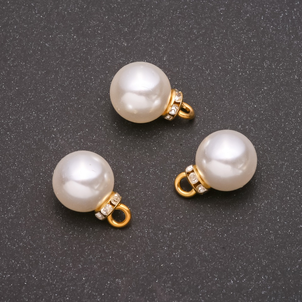 Pandantiv de accesorii „Perla” (plastic) din metal galben, 12x17 mm, diametrul 1,8 mm, finisaj 10 buc. +