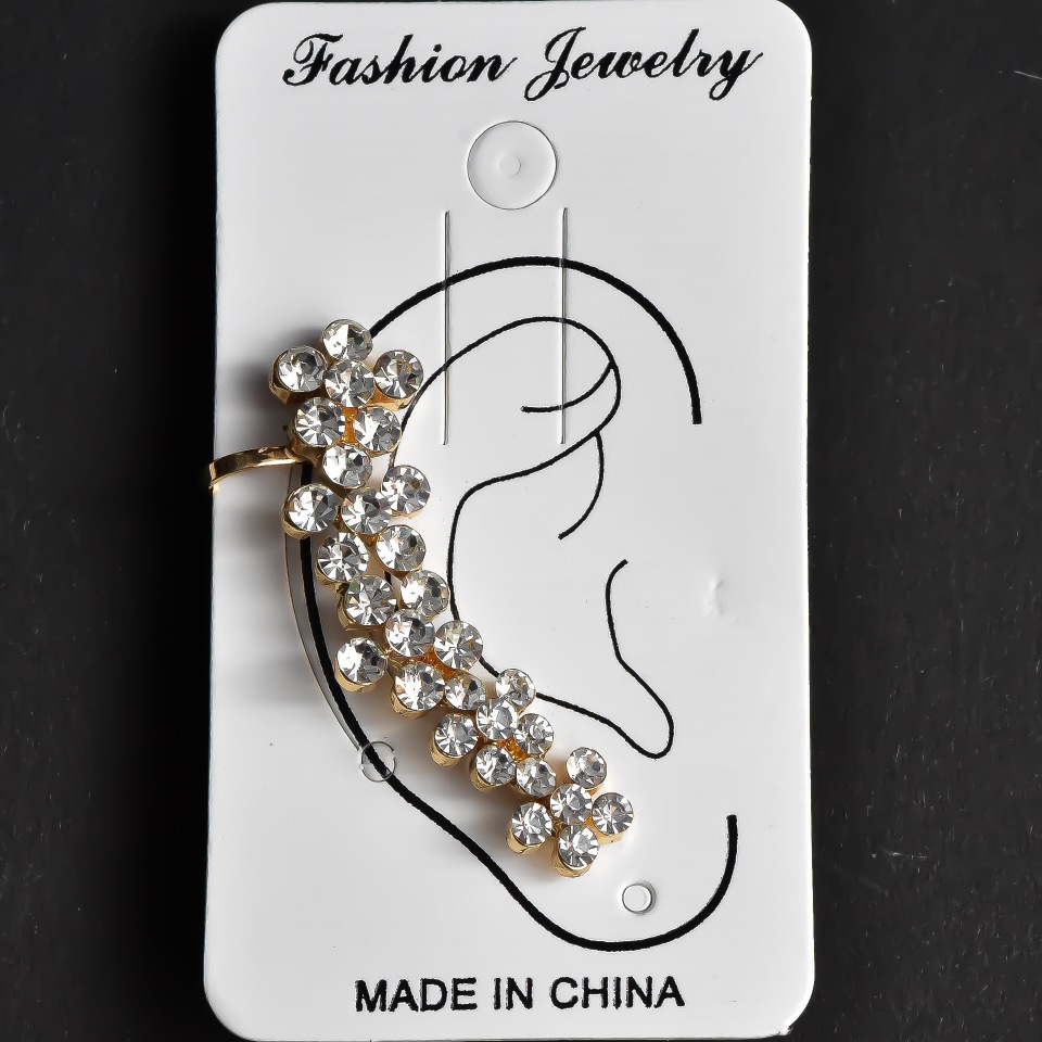 Cercei cu clips pentru urechi, lungime 40 mm, metal galben