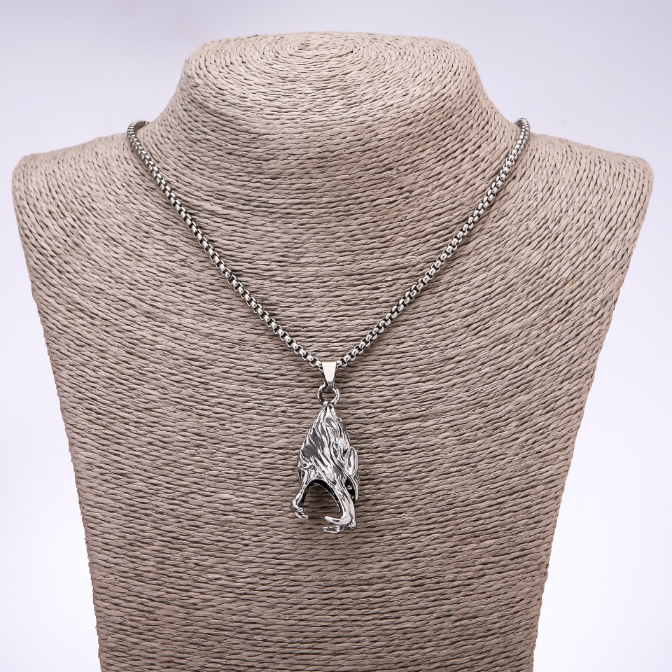 Кулон в стилі "панк гот" Вовк 45х20мм на ланцюжку, довжина 65см