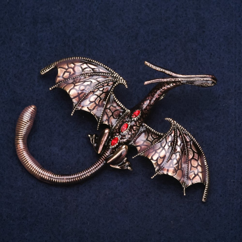 Broșă Dragon Bronz 79x72mm