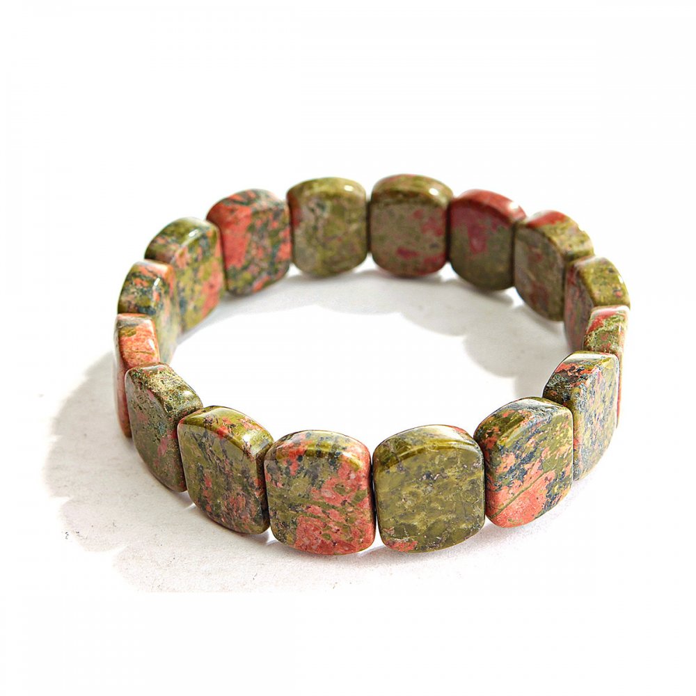 Brățară cu elastic din jasper heliotrop, pietre ovale 13x18 mm