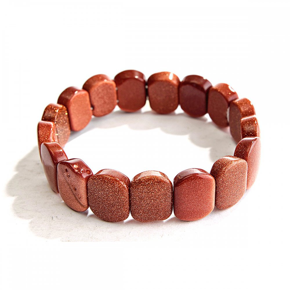 Brățară elastică din aventurin sintetic, Nisip auriu 17x12 mm