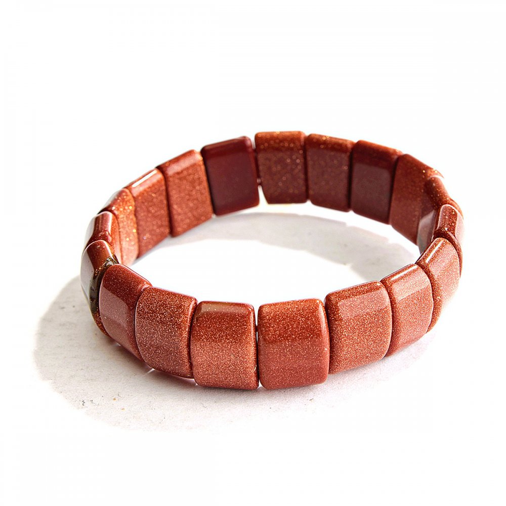 Brățară din aventurin „Nisip auriu” cu zale de 15×11 mm pe elastic