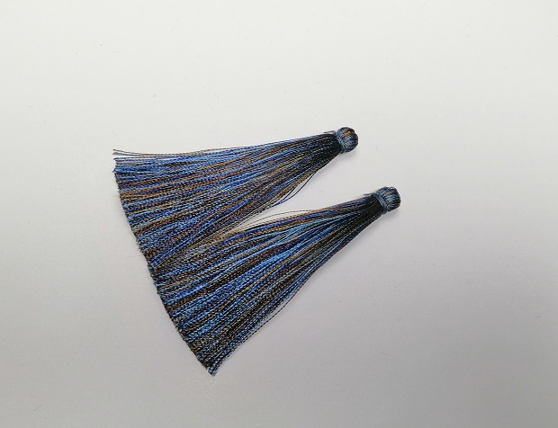 Franjă pentru lucrări manuale «Dungă maro-albastră», lungime 7 cm, diametru 7 mm, pereche