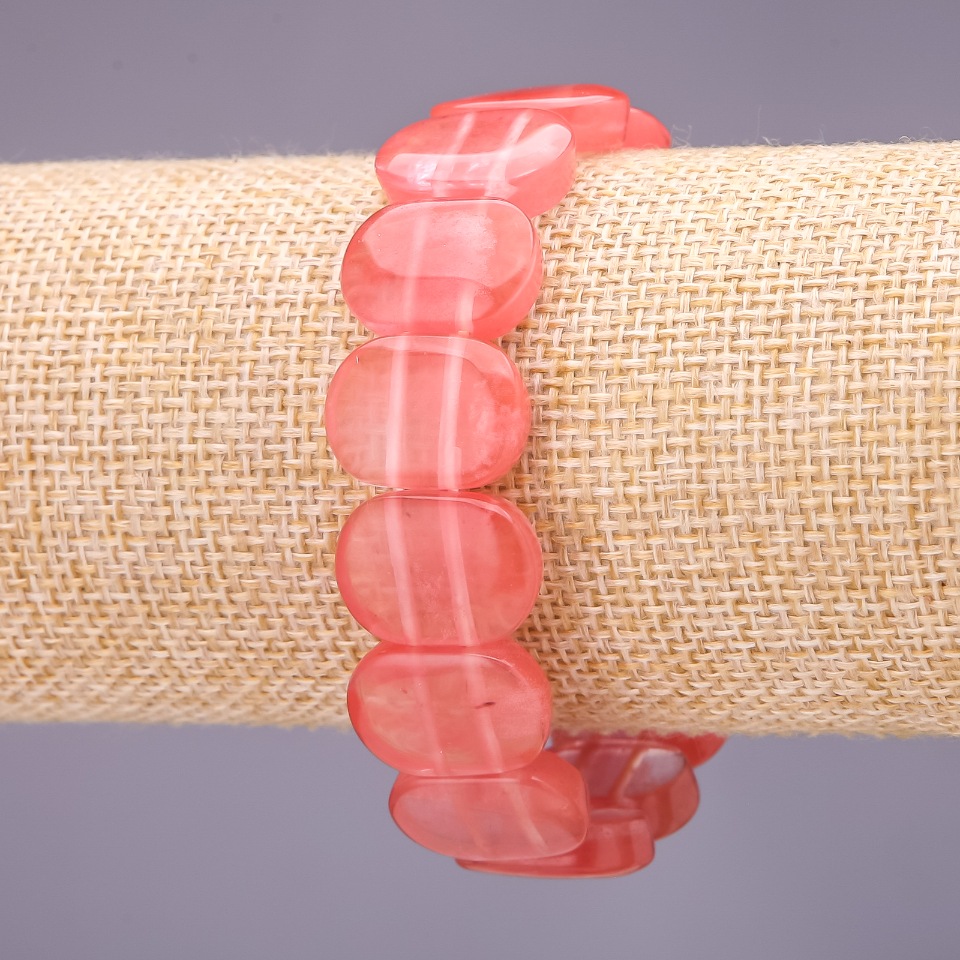 Brățară cu turmalină pepene, zale 18×14 mm, lungime 18 cm pe elastic