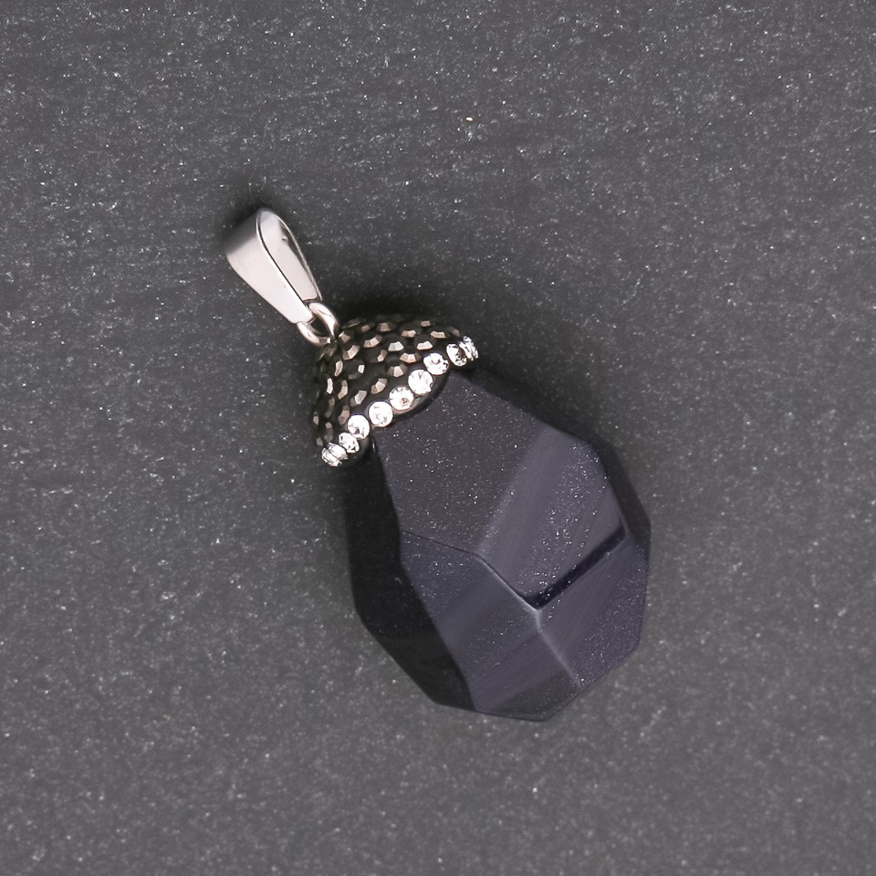 Pandantiv «Ghindă» din piatră de aventurin Albastru Nisip Noaptea Cairo (sintetic) 32x20 (+-) mm