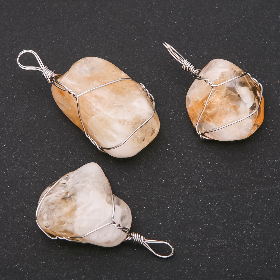 Pandantiv Citrin în împletire 20x30(±)mm