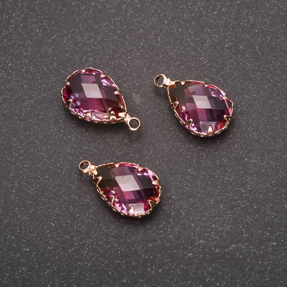 Pandantiv „Picătură” culoare galben-vișiniu, montură aurie 10×17mm