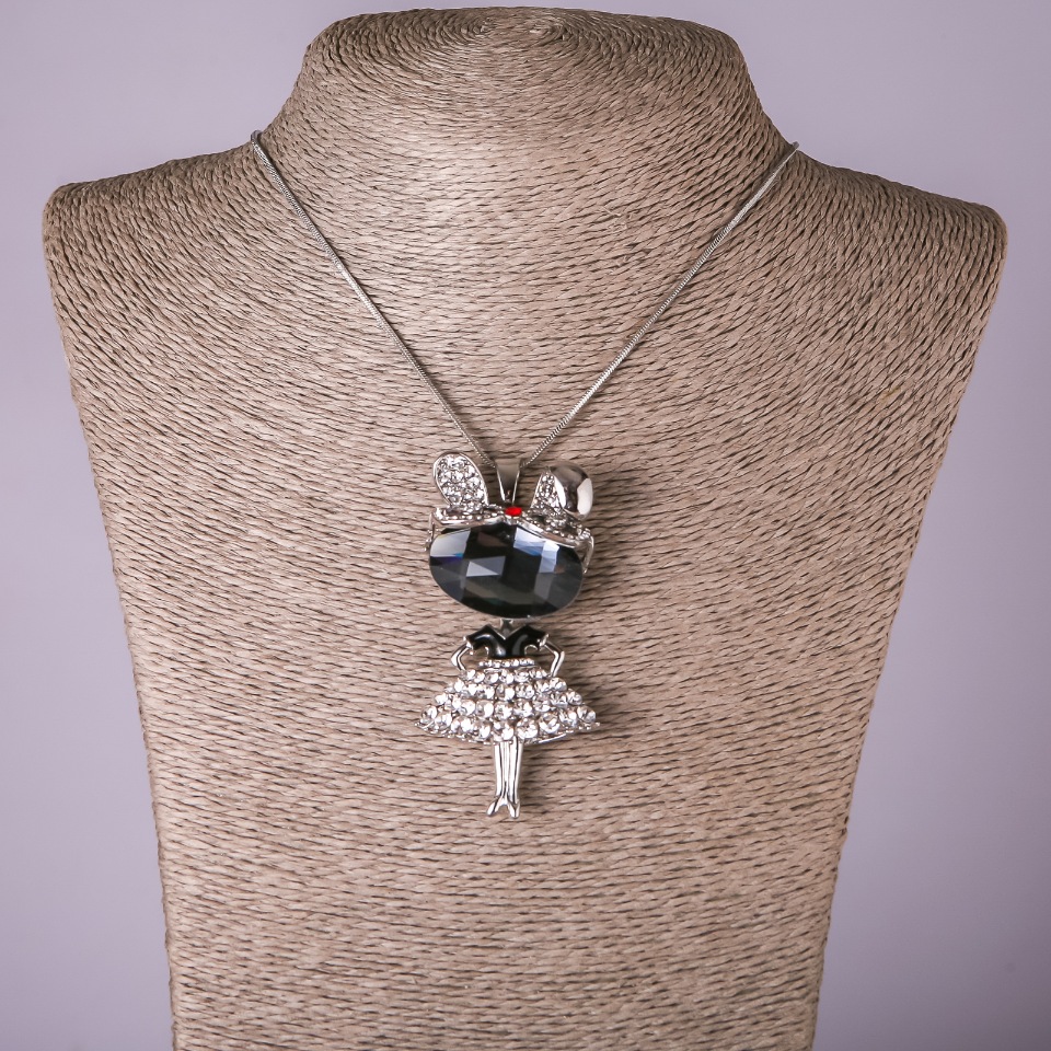 Pandantiv Pisicuță cu cristale, diametrul 35×70 mm, lungimea 75 cm