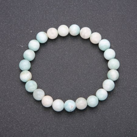 Brățară din piatră naturală Larimar pe elastic, mărgele netede, diametrul de 8 mm (±), circumferința 18 cm