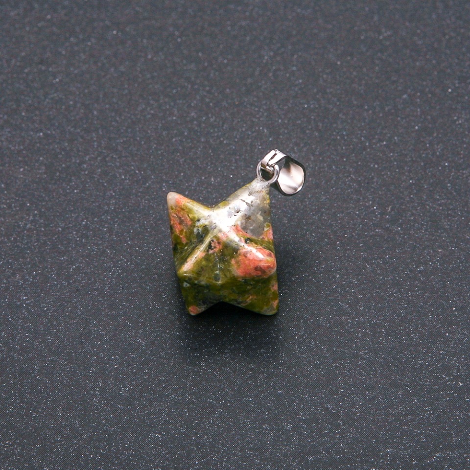 Pandant Merkaba din jasper și heliotrop, 10x10 mm