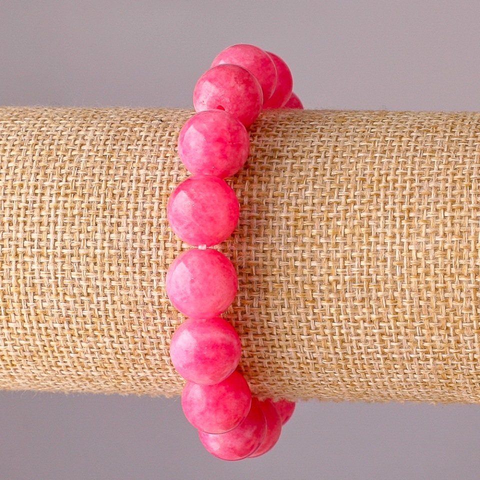 Браслет Турмалін штучний на резинці гладка кулька, діаметр 12мм обхват 18см