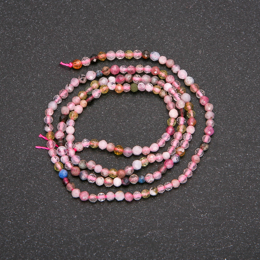 Mărgele pe șnur din piatră naturală, asortiment de pietre, bile tăiate, diametru 2,5 mm, lungime 38 cm